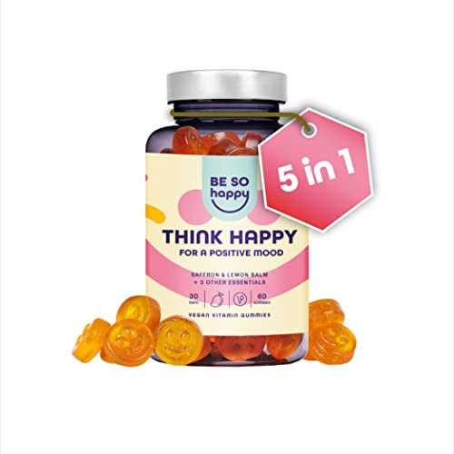Gummibärchen für Emotionales Gleichgewicht, Komplex mit Safran + Zitronenmelisse + Kamille und Vitamin B6, 60 Gummies, Vegan, Be So Happy®