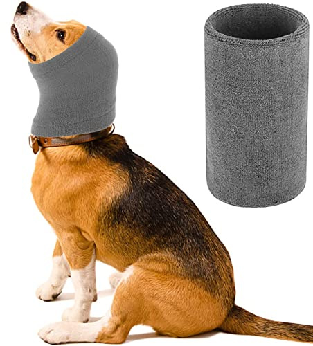 Pubiao Hunde-Schlauchschal für Hunde, Hals- und Ohrenwärmer, Hunde-Kapuzenpullover, Lärmschutz, Ohrbandagen, Hundehut für Hunde, Katzen, Anti-Angst am Lärm, hilft bei der Beruhigung (Grau L)