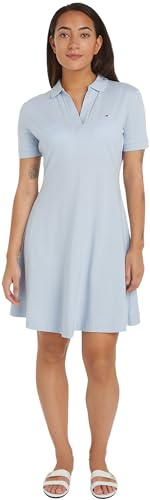 Tommy Hilfiger Damen Polokleid Gestreift, Blau (Breezy Blue), S