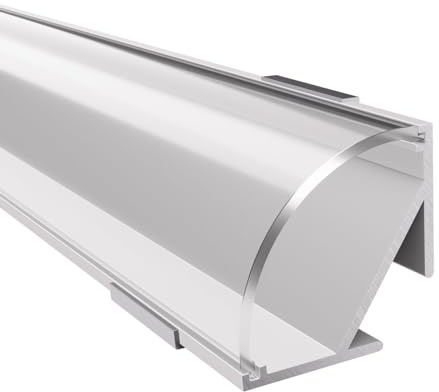 Alumino | LED Aluminiumprofil - Eckprofil weiß | 200 cm | Klare Abdeckung + Zubehör | für bis zu 16 mm LED-Streifen | 2m | Fulda