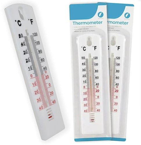 2pk Indoor and Outdoor Thermometer - Measures Celsius and Fahrenheit, Reliable Measurements and Easy to Install, Home, Garden, Greenhouse Thermometer, Lightweight and Easy to Read