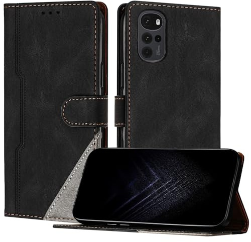 NETANY Funda para Motorola Moto G22, Funda Libro de Cuero con Ranura Cierre Magnético Soporte Plegable Carcasa Protectora (Negro)