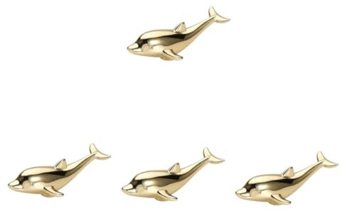 Mikikit 4 Stück Schubladengriff Delphin Schmücken Goldene Schubladenknöpfe Goldene Schubladengriffe Dekor Türknauf Gold Wohnkultur Tier Türgriffe Türschnalle Delfin Schrank Zinklegierung