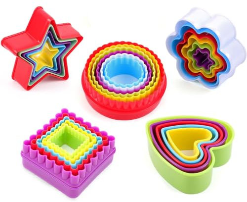 Cookie Cutters Shapes, 25 PCS Mini Cookie Cutter Set, Round, Love, Star, Square, and Flower Biscuit Cutter Set, for Fun Time with Kids, for Kitchen Baking Birthday Christmas Valentine's Day