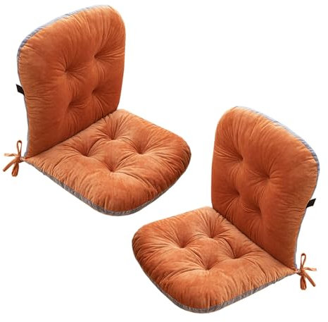 Yahbrra Coussins de Chaise avec Dossier, Coussin de Dossier avec Sangles, Coussin pour Dossier Bas, Coussin de Chaise de Jardin, Coussin pour Chaises, Bancs de Maison et Jardin(Orange,2 Pack)