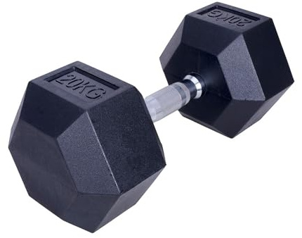 ForzaFit Sechskant Kurzhantel - Hexagon Dumbbells aus Gummi und Stahl (f) 20 kg)