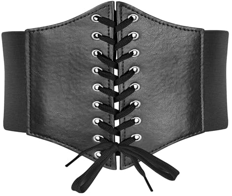 lomdung Ceinture Femme, Cuir Corset à Lacets Ceinture Élastique, ceintures Medievale Femme, ceintures Ceinturen Tendance pour Femmes, Convient pour Un Tour de Taille de 65-85 CM