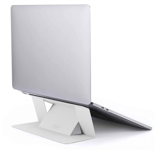MOFT Laptop Stand for Desk, Lightweight Foldable with 2 Adjustable Angles, Portable Vegan Leather Adhesive Computer Stand Compatible with MacBook 11-16, Misty Cove