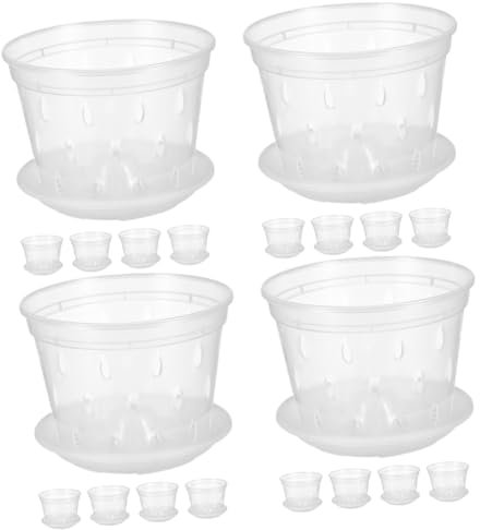 Yardwe 20 Juegos De Macetas con Bandeja para Orquídeas Macetas De Plástico para Vivero Macetas con Circulación De Aire.