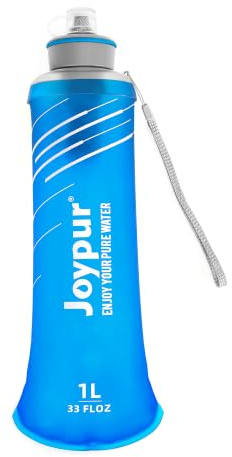 joypur Bouteille Eau Pliable avec Filtre 1000ml, Filtre à Eau Portable 3 Couches, Élimine 99.9999% des Impuretés, Ultra-léger 100g, Pour Randonnée Camping Survie, TPU Qualité Alimentaire (Bleu)