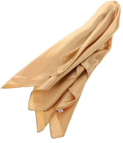 DEARMAMY Sciarpa Quadrata Donna in Seta Imitazione Oro 56x56 Cm | Design Tinta Unita, Stile Avvolgi Annoda o Drappeggia, Accessorio Moda Femminile, Formato 22x22 Pollici