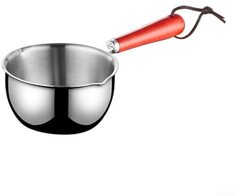Zeroupshop Casserole à lait en acier inoxydable - Polyvalente - Avec poignée en bois - Pour plaques à induction, gaz, électriques - Petite casserole à lait (300 ml)