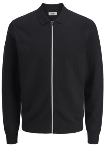 Jrebcallum Knit Polo full dragkedja, svart, L