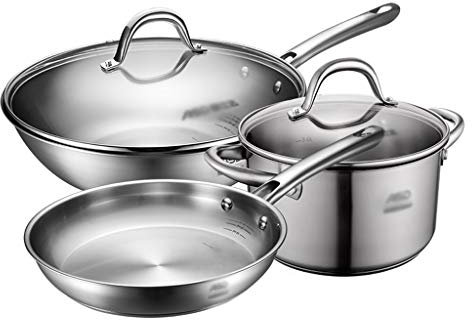 CAFIEDR Juego de Utensilios de Cocina Combinado de Acero Inoxidable Wok Olla para Sopa Olla para Leche Sartén Juego de Regalo Olla Juego de Tres Piezas de Cuatro Juegos de Uso doméstico