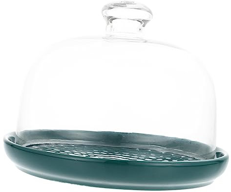 Cabilock Dessertplatte Grün Mit Glasdeckel Elegantes Serviertablett Für Kuchen Brot Süßigkeiten Und Obst Als Vielseitiges Kuchen Brotdisplay Für Festliche Anlässe