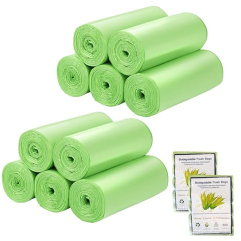 Bolsas de basura biodegradables de 10 a 15 L, 200 bolsas de basura biodegradables (2.6-4 galones), bolsas de basura pequeñas para oficina, baño, cocina, 45 x 50 cm