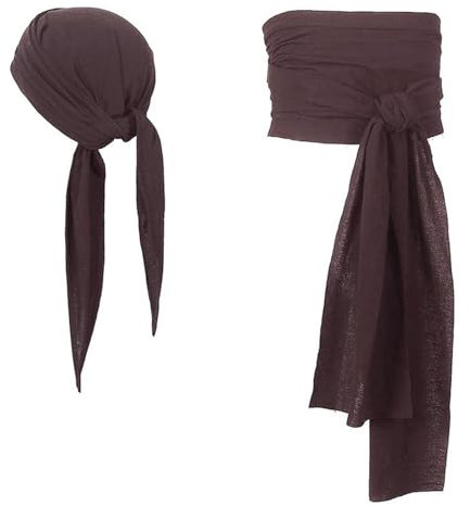 Aurgiarme Piraten-Stirnbänder und Taillengürtel, Piraten-Kopftuch, mittelalterliche große Schärpe, Piraten-Bandana, Halloween-Piraten-Zubehör-Set