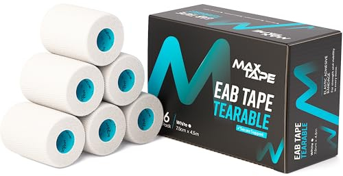 MaxTape EAB, Elastic Adhesive Bandage Tape, White, 7.5 cm x 4.5 m, Box of 6