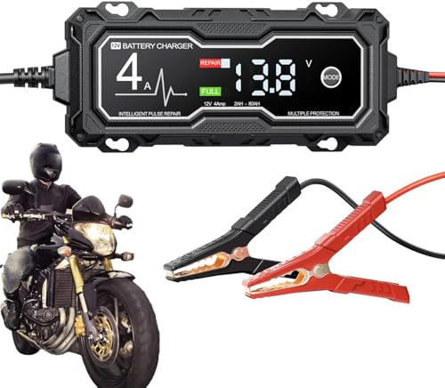 Mantenitore di batteria, mantenitore di carica batteria per auto intelligente | moto con display LED - Caricabatterie di mantenimento per batterie per auto, caricabatterie galleggiante e desolfatore p