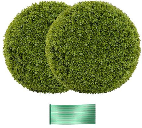 RELAX4LIFE 2er Set künstliche Buchsbaumkugel, Kunstpflanze Buchsbaum Kugel Ø 50 cm, Buchkugel Dekopflanze UV-beständig, Künstliche Kugelpflanzen wie echt für Zuhause, Garten, Büro, Grün (50 x 50 cm)