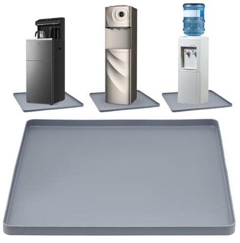 Water Cooler Drip Pan, Prevent Water Leakage and Protect Floor & Carpet, 19.7''x19.7'' Under Water Cooler Mat, Non-Slip Leak-Proof Silicone Mat with Raised Edge, for Under Most Water Cooler Dispenser