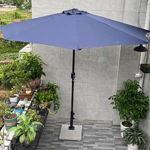 YHDMDQ 270cm Ombrellone A Semicerchio da Parete, Parasole Mezzaluna A Muro per Balcone Terrazzo Giardino Piscina Apertura con Manovella(Navy Blue)