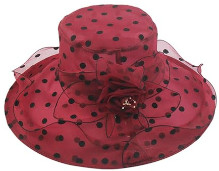 Kirchenhut für Damen schwarzer Fascinator Braut Teeparty Hochzeitshut mit breiter Krempe Wanderhut Herren Wasserdicht (A M)