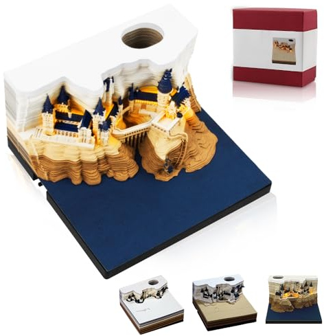 Calendario 3D 2026, Blocco Note 3D a Strappo, Calendario Settimanale, Squisita Scultura di Carta, Regali di Natale, Decorazione da Tavolo per Casa e Ufficio (Castelli)