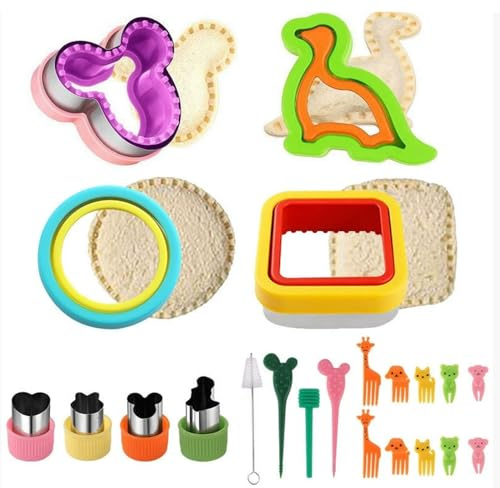 Uncrustable Sandwich Cutter,Cookie Cutters Sandwich Maker Bread Maker Sandwich Cutter and Sealer, Lunchbox and Bento Box for Kids Lunch,22PCS