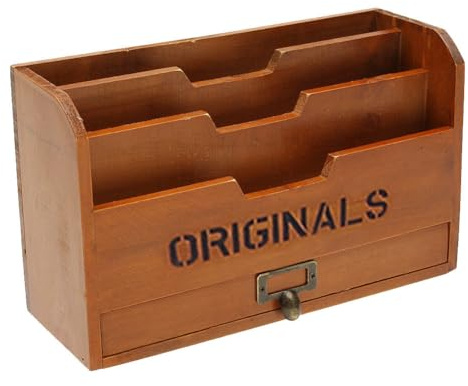 Generisch Dateihalter für die Wandmontage,Briefständer aus Holz für Bürodokumente | 3-Gitter-Aufbewahrungshalter mit Schubladenpost, Akten, Papieren, Dokumenten, Fotos