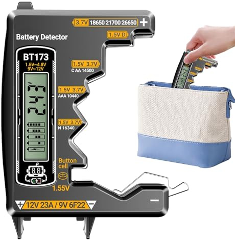 Battery Checker - ABS, 4.13x3.03x0.56in Voltage Capacity Detector Tool Portable | Digital Household Battery Tester For AA, AAA, C, D, 9V, Button Batteries, Accurate Voltage Readings