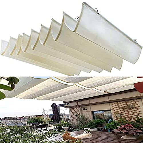Kit de toldo retráctil con riel deslizante, pérgola al aire libre, toldo de techo, protección UV para terraza, patio, jardín, solución de parasol ajustable