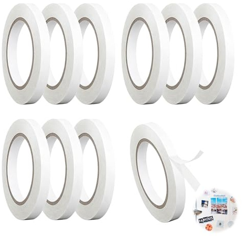 Double Sided Sticky Tape 10 Rolls 10mm X 8m Multipurpose Thin Double Sided Adhesive Tape for Crafting Arts & Crafts DIY Photos Scrapbooking Sewing Handwork Decorations Card Boxes Wrapping And More