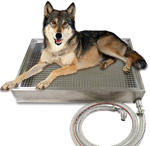 Klos - und hundeklos. Katzentoilette aus Edelstahl mit Metallgitterplatte, tragbares Spülrohr, 3-lagiges Design, bissfest, robust(42 * 32 * 8 cm)