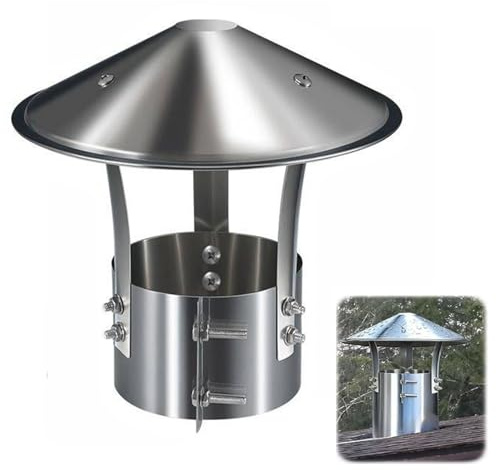 Comignolo Terminale Circolare, Terminale Antivento e Antipioggia in Acciaio Inox Copertura Fumaiolo Resistente al Calore per Camino Tubo Scarico Fumi Stufa a Pellet Legna(180mm)
