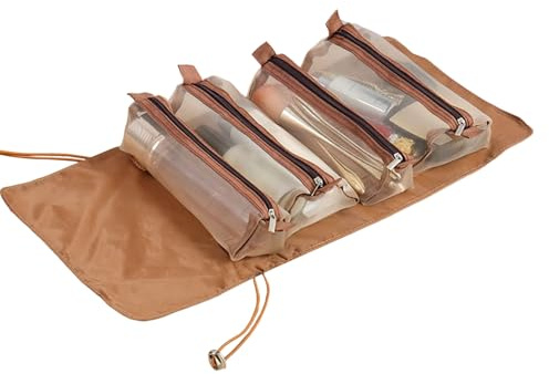 Organizador de maquillaje de viaje, de cosméticos enrollable, accesorio de embalaje plegable, almacenamiento de belleza portátil, solución organizadora inteligente, de maquillaje de viaje