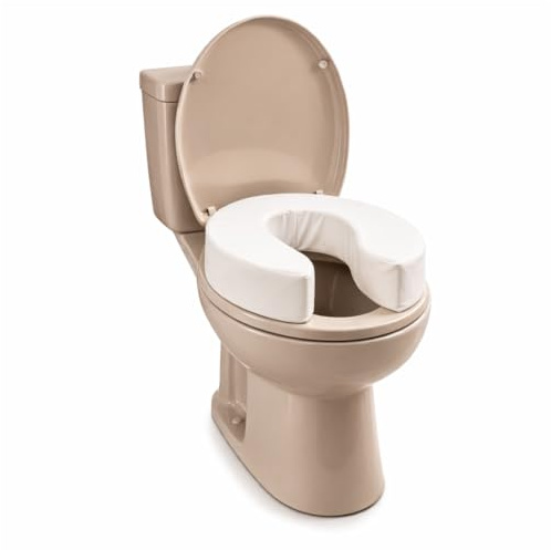 Raised Toilet Seat Cushion 10cm, Soft Toilet Seat Riser with Secure Straps, Bathroom Mobility Aid for Elderly, Disabled & Post Surgery Recovery, Wipe Clean PU Cover with Foam Core, 35cm Fit