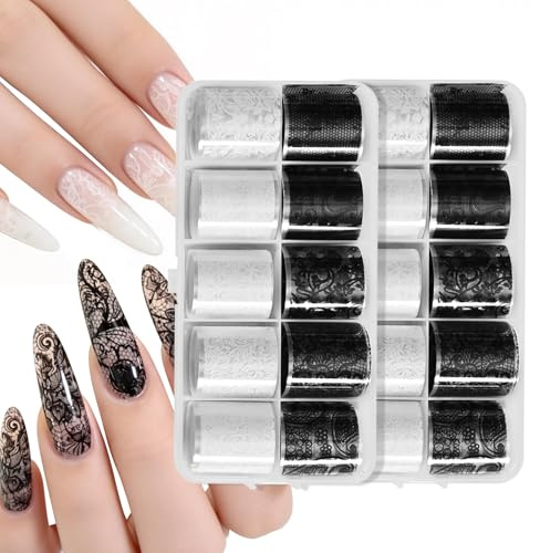 GZSYY Transferfolie Nägel 20 rullar Nail Sticker Nagelaufkleber Lace Folie Nägel Nagelsticker 2 st
