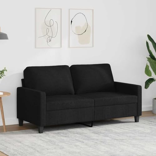 SooIarix 2-Sitzer-Sofa Schwarz 140 cm Stoff, Modernes Loungesofa mit Metallrahmen, Atmungsaktiver Bezug, Bequeme Polsterung für Wohnzimmer