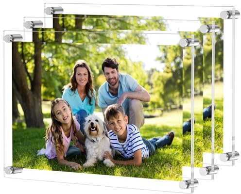 NIUBEE 12x16 and 11x17 Clear Acrylic Wall Mount Picture Frames, A3 Size Floating Frameless Photo Frame for Certificate Poster Display-Double Panel(Full Frame is 14.5x18.5 inch)