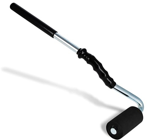 DCT Heavy-Duty High-Pressure Rubber J-Roller – Curved Handle and Solid Hard Roller Tool for Floor Laminate & Veneer Glue