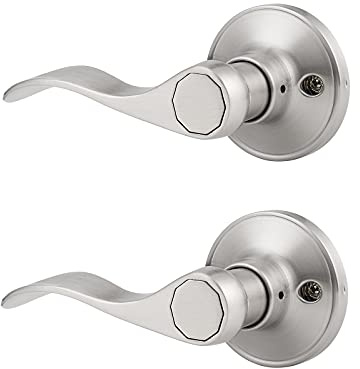 Knobonly 2 Pack Left Handed Satin Nickel Finish Dummy Handles Non-Locking Function Handleset Leverset Single Side