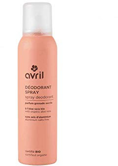 Avril - Déodorant Spray Bio - 99% d'Origine Naturelle - A l'Aloé Vera Bio - Parfum Grenade Sucrée - Certifié Bio Cosmos Organic - Produit Vegan, Fabriqué en France - 150ml