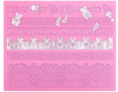 Beasea Silikonform für Kuchendekoration, Fußabdrücke, Rosa