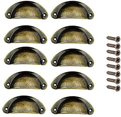 Schneespitze Lot de 12 embouts de neige, poignées en coquille, tiroirs antiques, coque vintage, poignée de porte, coques avec coques pour tiroirs, portes, armoires