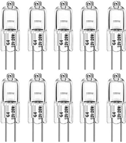 VINBE Lampadina alogena G4 T3 20 Watt 280lm G4 Bi-Pin AC / DC12 Volt Lampada per puck light, lampadario, binario, 20W 12V bianco caldo 2700K (confezione da 10)