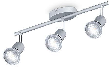 B.K.Licht - LED Deckenlampe schwenkbar, neutralweiße Lichtfarbe, je 5 Watt, 400 Lumen, Deckenleuchte, LED Lampe, Wohnzimmerlampe, Schlafzimmerlampe, Küchenlampe, 38,5x10 cm, Titanfarbig
