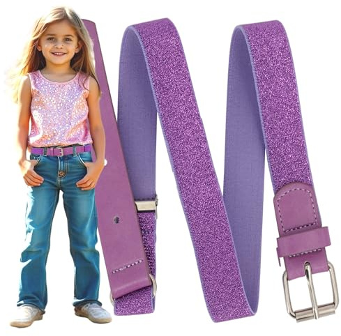 EANAGO elastischer Stretch-Glitzer Kindergürtel Mädchen 3-15 Jahre | Moderner Gürtel, verstellbar und elastisch, für Taillen von 40-75 cm – glitzernde Geschenkidee für Kinder. Breite 2,5 cm