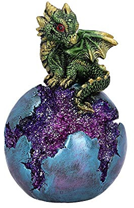 Nemesis Now Geode Guard - Figura de Cristal de Esfera de dragón Verde, 12,7 cm
