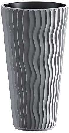 URBNLIVING Stunning Sandy Slim Large Plant Pot Flower Planters Indoor Outdoor Garden (Stone Grey, 1)